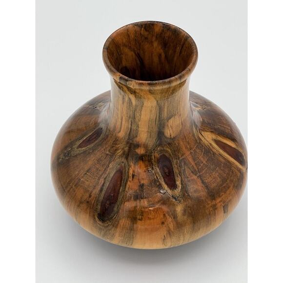 VTG Rare Norfolk Island Pine Hand Turned Wood Vase By D. Van Doren Artist signed - Picture 13 of 16